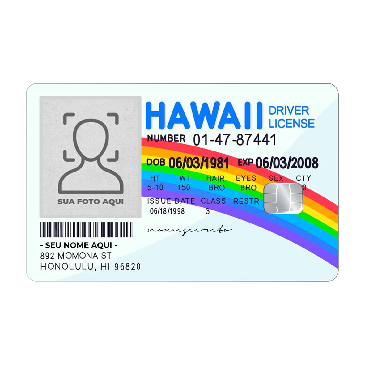CAPACARD Hawaii Driver License (Foto/Nome)