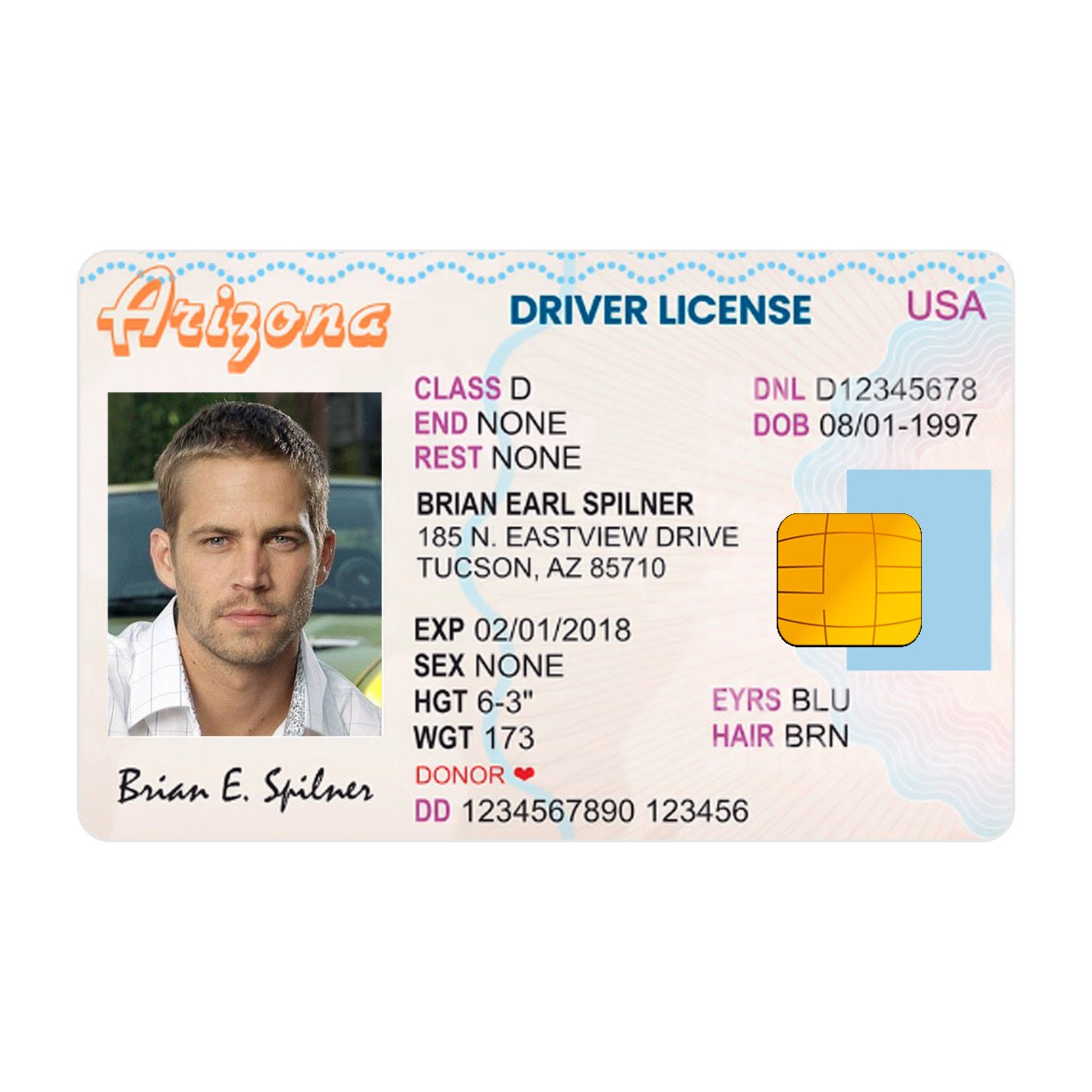 CAPACARD - Película Adesiva Para Cartão - Driver License Brian