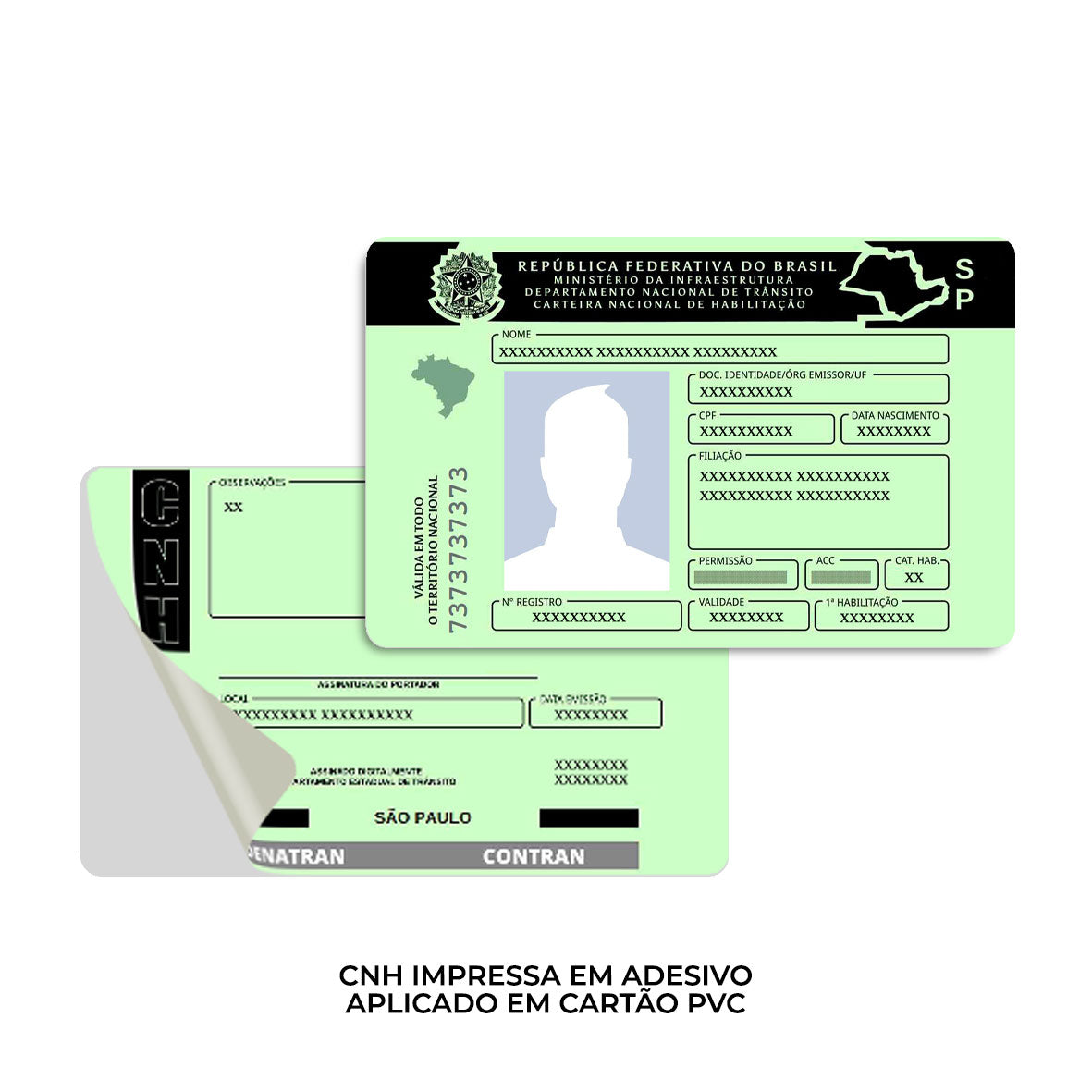 Cartão PVC Personalizado com Película Adesiva de CNH, RG e Outros Documentos