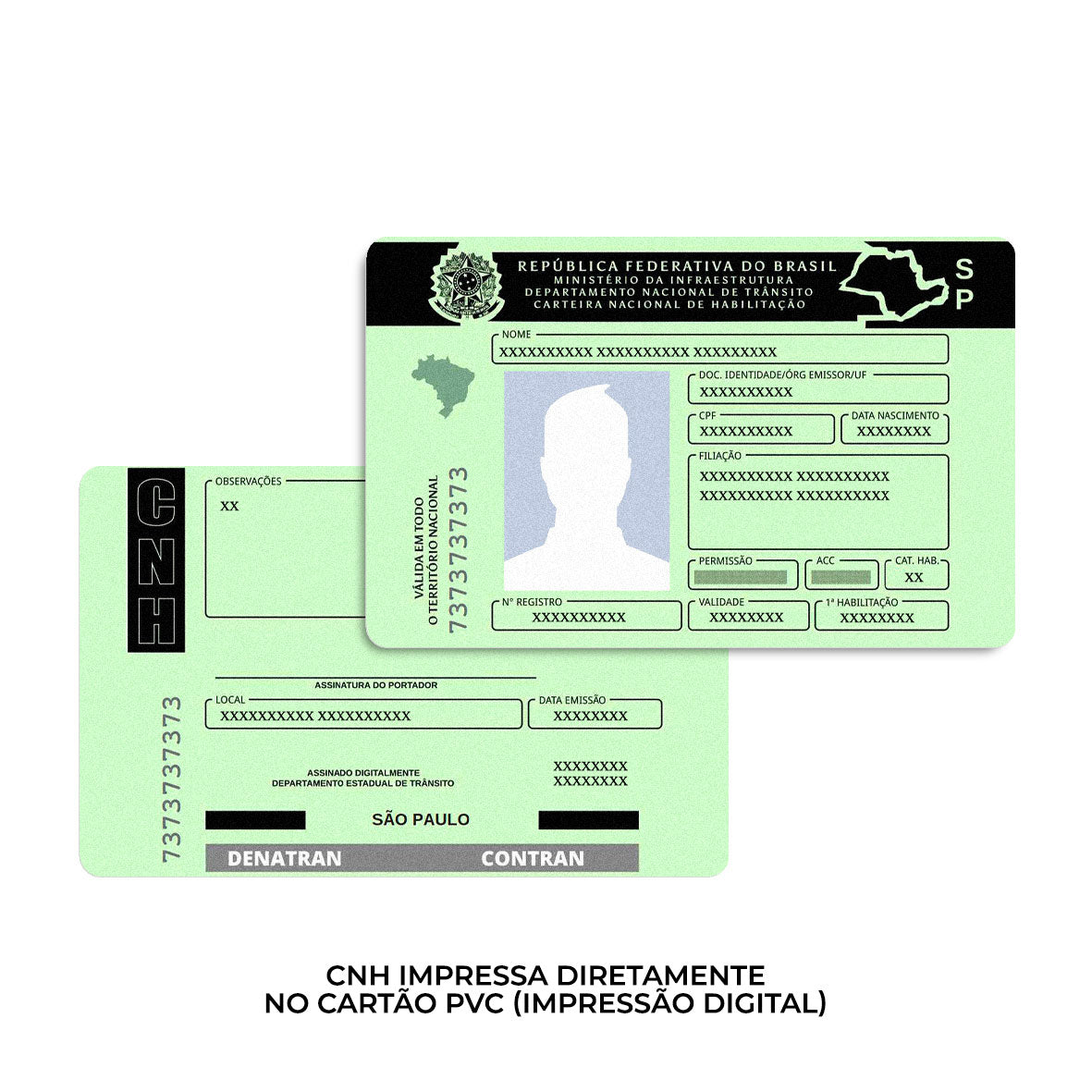 Cartão PVC Personalizado com Impressão Digital Para CNH, RG e Outros Documentos